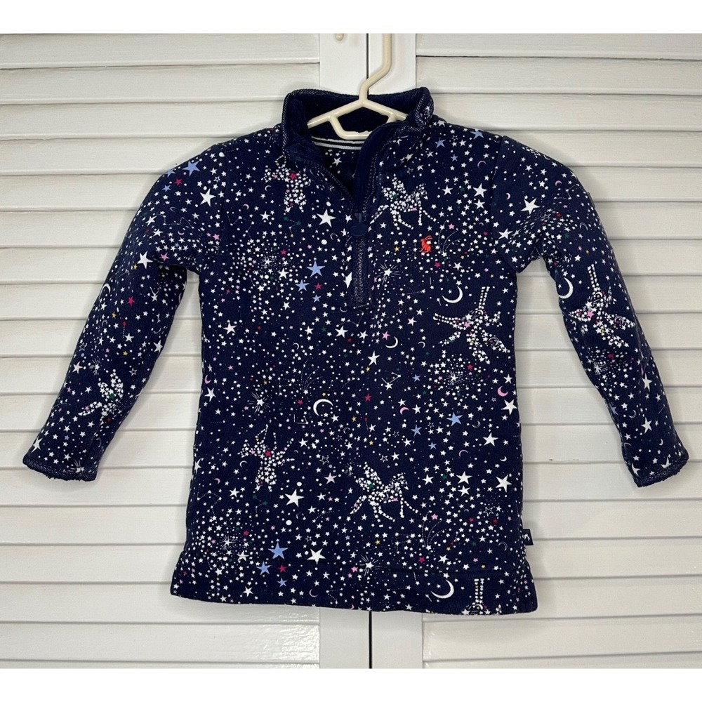 Joules Size 6Y Navy Star Pegasus Constellation Sherpa‎ Lined 1/4 Zip Pullover